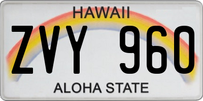 HI license plate ZVY960