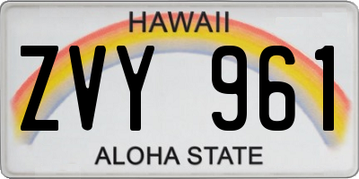 HI license plate ZVY961