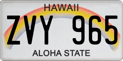 HI license plate ZVY965