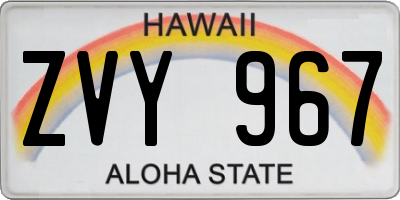 HI license plate ZVY967