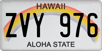 HI license plate ZVY976