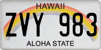 HI license plate ZVY983