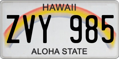 HI license plate ZVY985