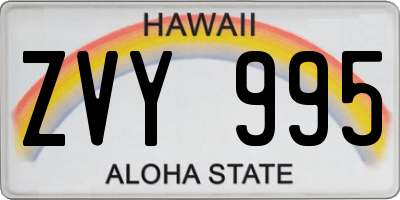 HI license plate ZVY995