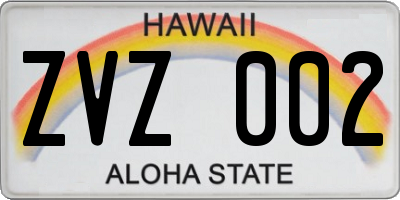 HI license plate ZVZ002
