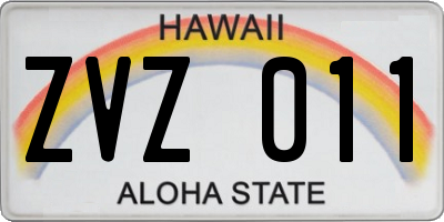 HI license plate ZVZ011