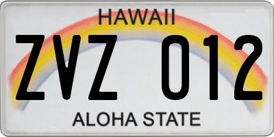 HI license plate ZVZ012