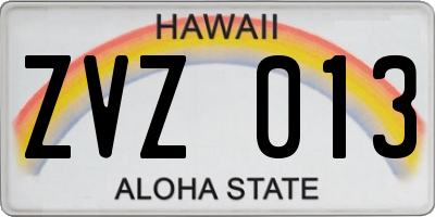 HI license plate ZVZ013