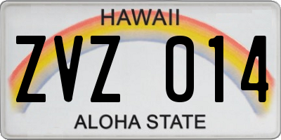 HI license plate ZVZ014