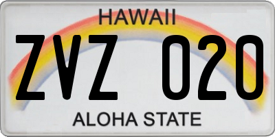 HI license plate ZVZ020