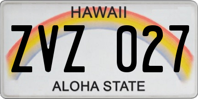 HI license plate ZVZ027