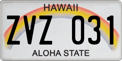 HI license plate ZVZ031