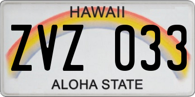 HI license plate ZVZ033