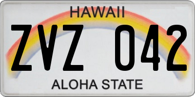 HI license plate ZVZ042
