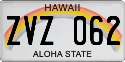 HI license plate ZVZ062