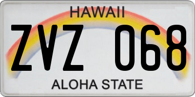 HI license plate ZVZ068