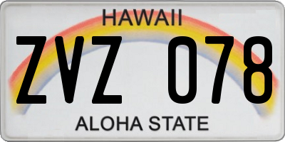 HI license plate ZVZ078