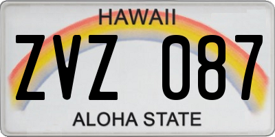 HI license plate ZVZ087