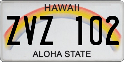 HI license plate ZVZ102