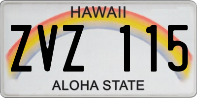 HI license plate ZVZ115