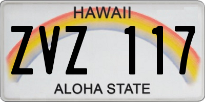 HI license plate ZVZ117