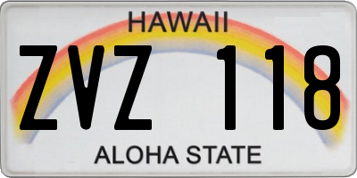 HI license plate ZVZ118