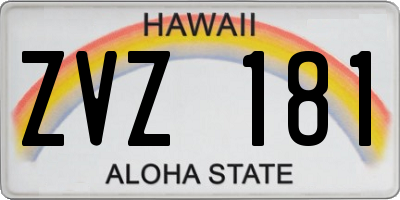 HI license plate ZVZ181