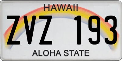 HI license plate ZVZ193