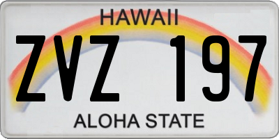 HI license plate ZVZ197