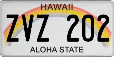 HI license plate ZVZ202