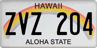 HI license plate ZVZ204