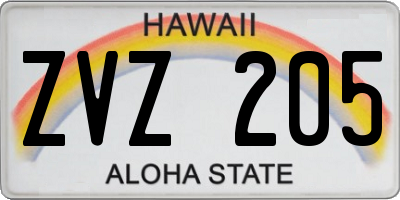 HI license plate ZVZ205
