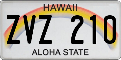 HI license plate ZVZ210