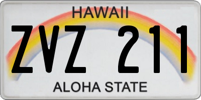 HI license plate ZVZ211