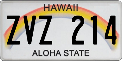 HI license plate ZVZ214