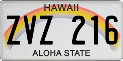 HI license plate ZVZ216