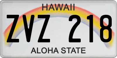HI license plate ZVZ218