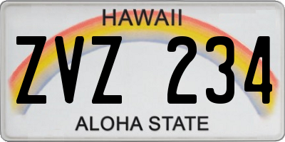 HI license plate ZVZ234
