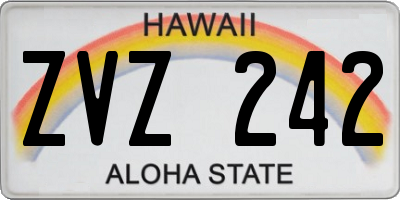 HI license plate ZVZ242