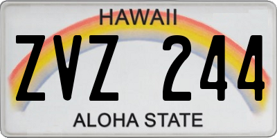 HI license plate ZVZ244