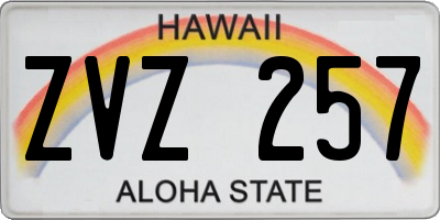 HI license plate ZVZ257