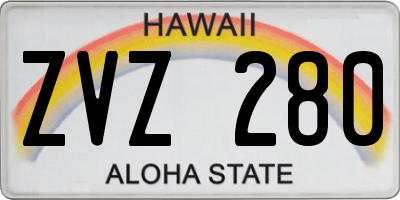 HI license plate ZVZ280