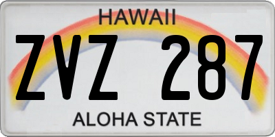 HI license plate ZVZ287