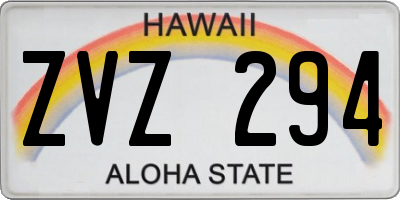 HI license plate ZVZ294