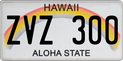 HI license plate ZVZ300