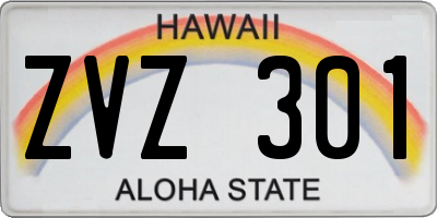 HI license plate ZVZ301