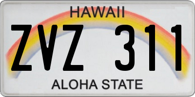 HI license plate ZVZ311