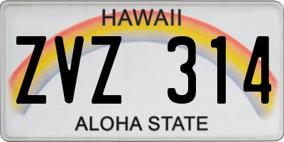 HI license plate ZVZ314