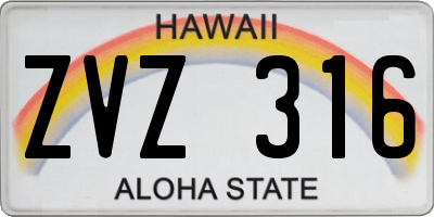 HI license plate ZVZ316