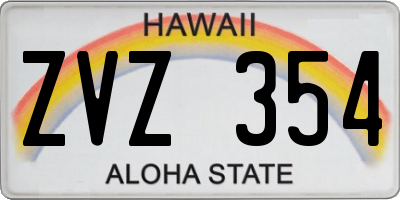 HI license plate ZVZ354